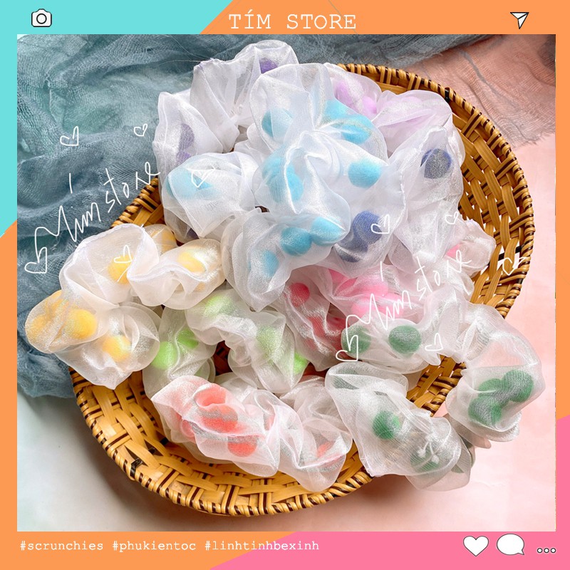 {Ảnh thật} SCRUNCHIES POMPOM 1 MÀU XINH XẮN, CỘT TÓC VẢI GIÁ RẺ HÀNG LOẠI 1