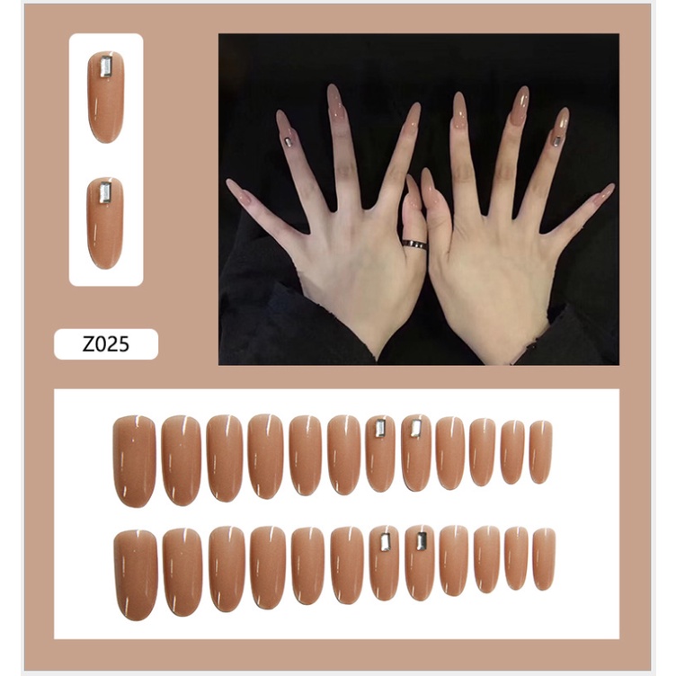 Bộ 24 móng tay giả/Nail đính đá kèm keo - mẫu hot
