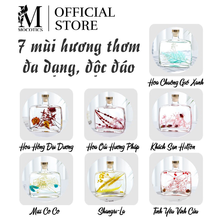 Tinh Dầu Nước Hoa Thơm Phòng Thiên Nhiên Cao Cấp Mocotics 100ML |Tặng kèm que gỗ khuếch tán mùi hương để phòng ngủ LF342