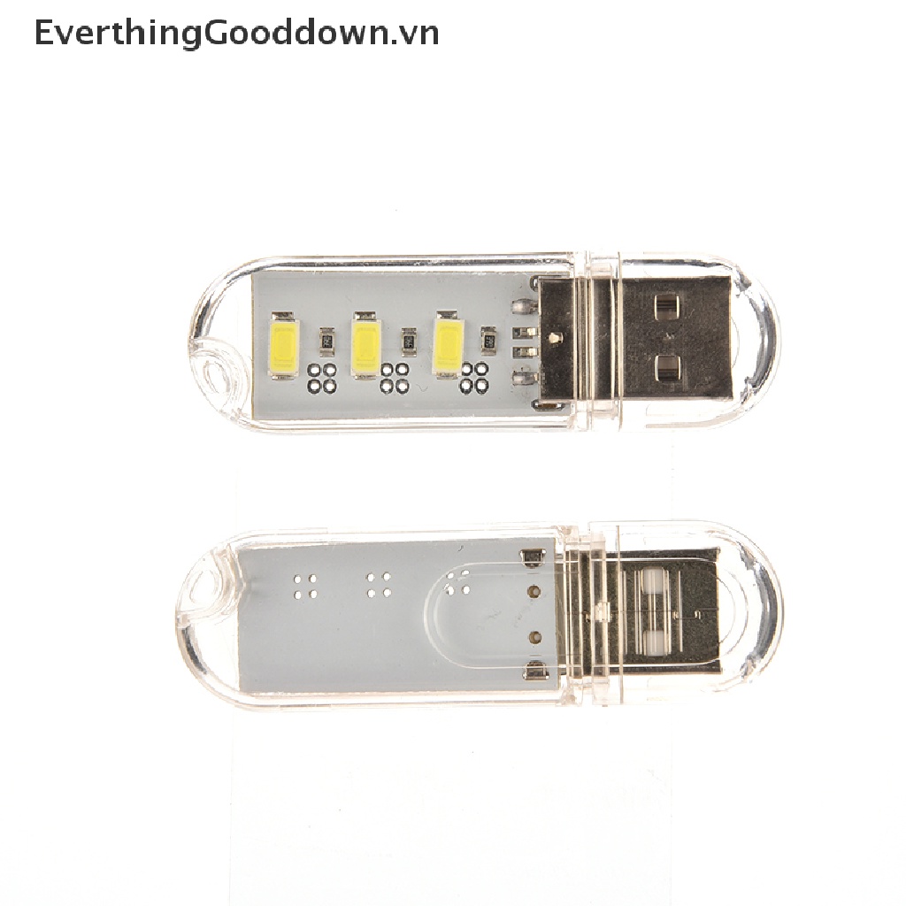 Everthinggooddown Móc Khóa Đèn LED 3 Bóng Trắng Hình Ổ Đĩa Chữ U Sạc Cổng USB Mang Đi Tiện Dụng