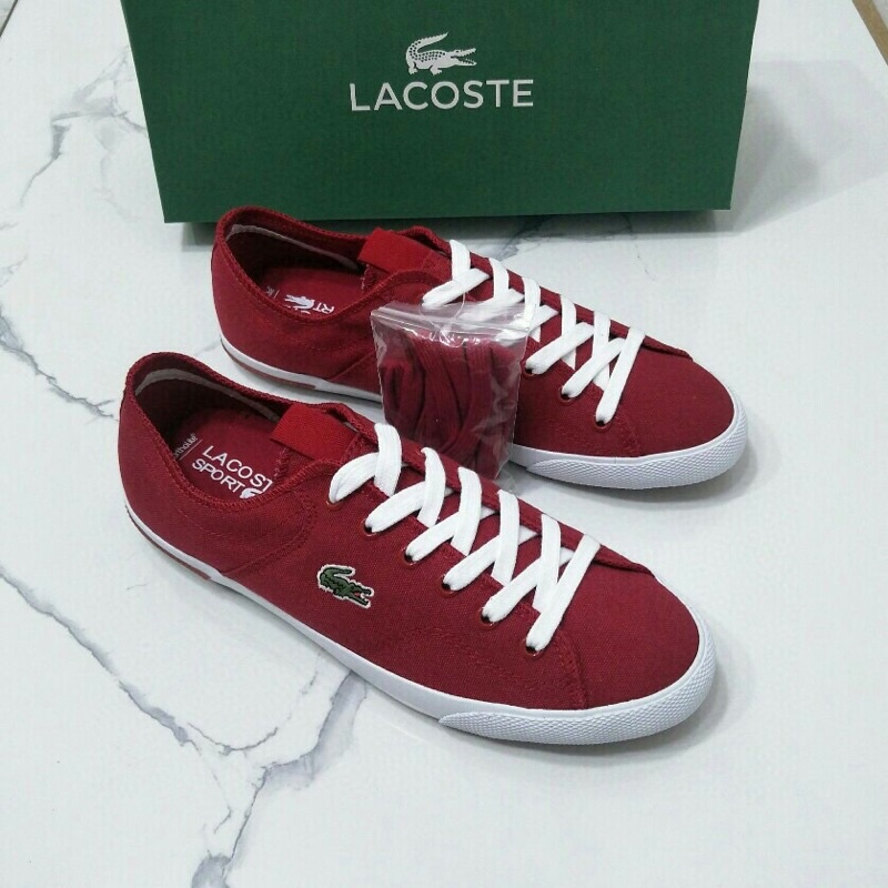 giày vải nam nữ phụ kiện thêm dây đồng màu ngắn cổ lacoste