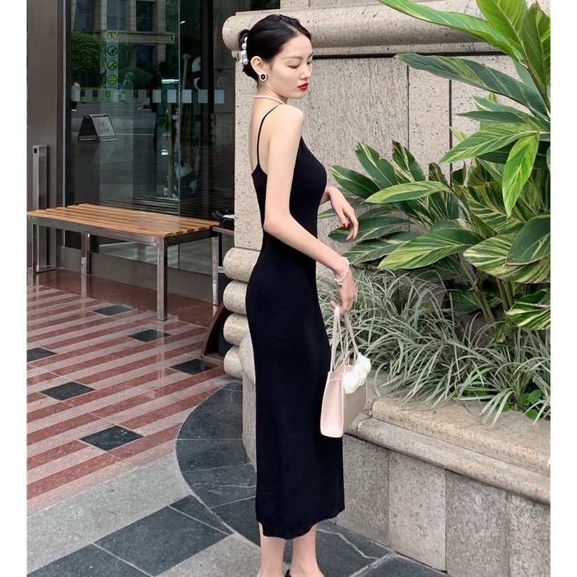 Đầm maxi 2 dây ôm cổ gợn sống - D743 | BigBuy360 - bigbuy360.vn