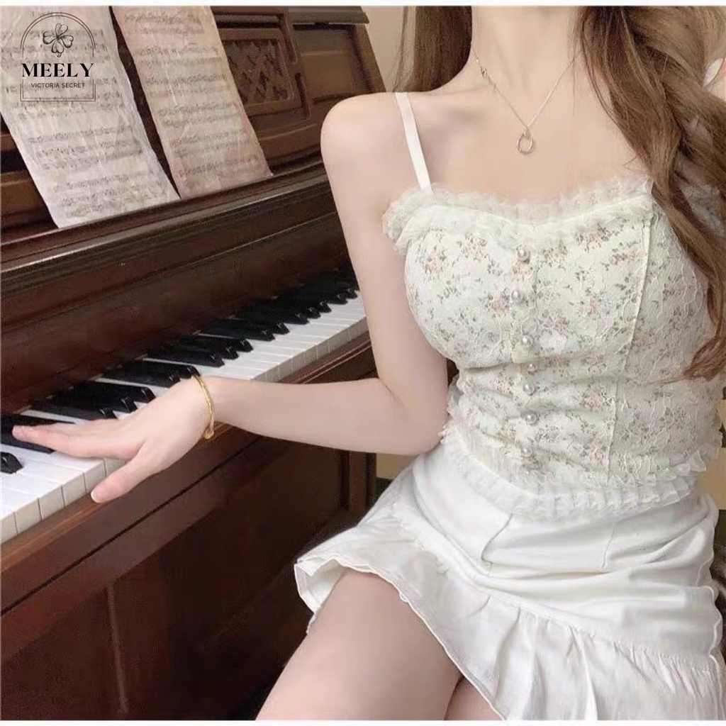 Áo Lót Nữ Bralette Ren Hoa Nút Ngọc Sexy Sang Chảnh, Áo Bra 2 Dây Tiểu Thư Siêu Hút Mắt - 9023 | BigBuy360 - bigbuy360.vn