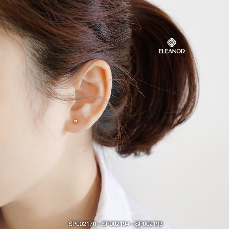 Bông tai nữ nụ chuôi bạc 925 Eleanor Accessories hình tròn basic phụ kiện trang sức 2170