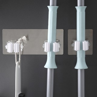 Móc treo chổi, cây lau nhà, cọ chà toilet... Móc kẹp dán tường tiện lợi - Móc treo đồ tiện ích sử dụng tốt