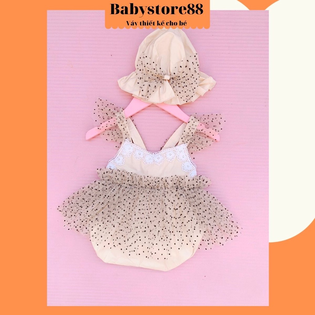 set body cho bé gái Babystore88-  bộ bodysuit sơ sinh thiết tế cho bé 5-14kg tặng kèm mũ (v39)