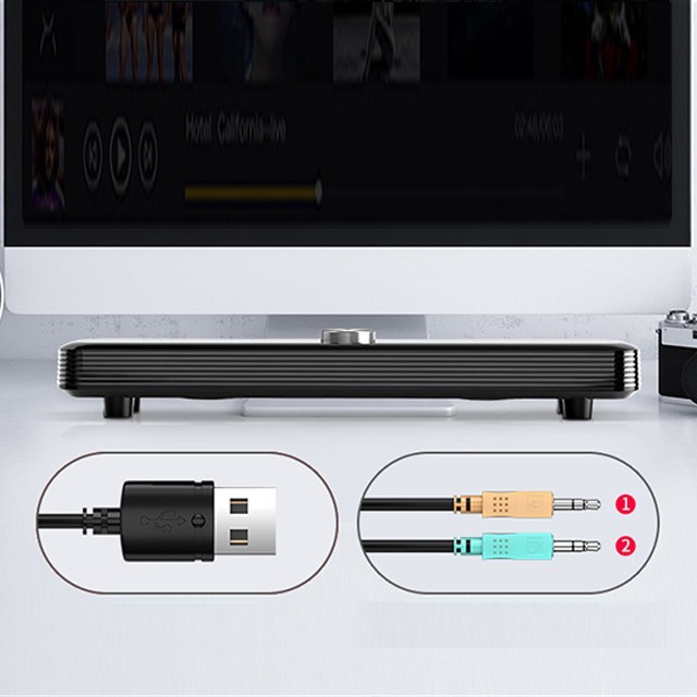 Loa Thanh Gaming Soundbar Để Bàn SADA V-101 Âm Thanh Siêu Trầm Có Cổng Karaoke Dùng Cho Máy Vi Tính PC, Laptop, Tivi