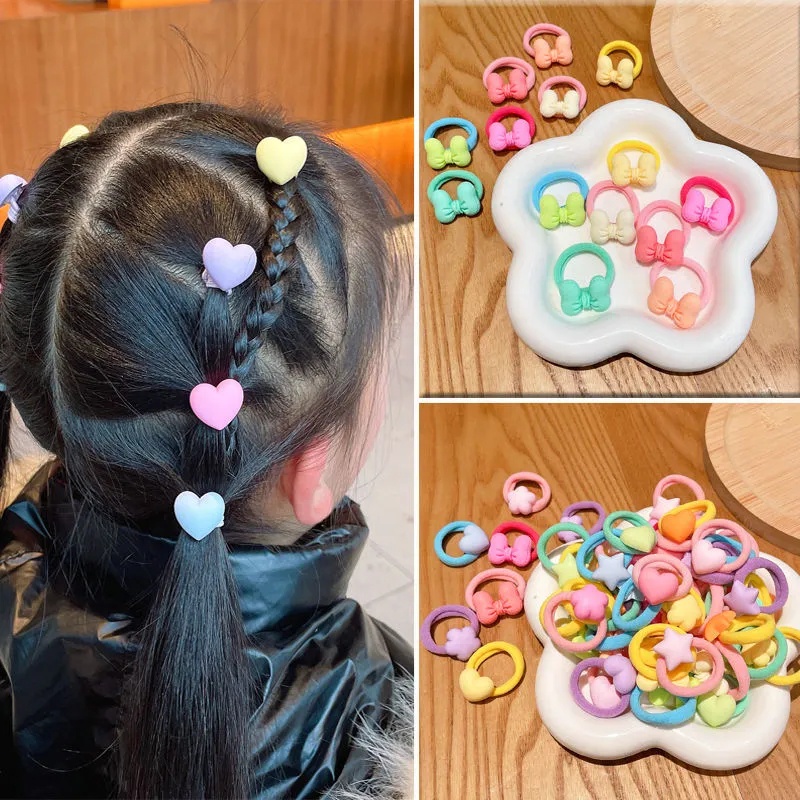 PVN48570 Set 10 Dây Cột Tóc Co Giãn Hình Trái Tim Nhỏ Dễ Thương Cho Bé Gái Giá Rẻ