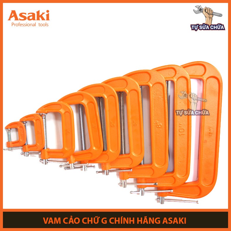 Vam chữ G kẹp gỗ 2 inch- 50mm chính hãng ASAKI AK-6260 (Cảo chữ C)