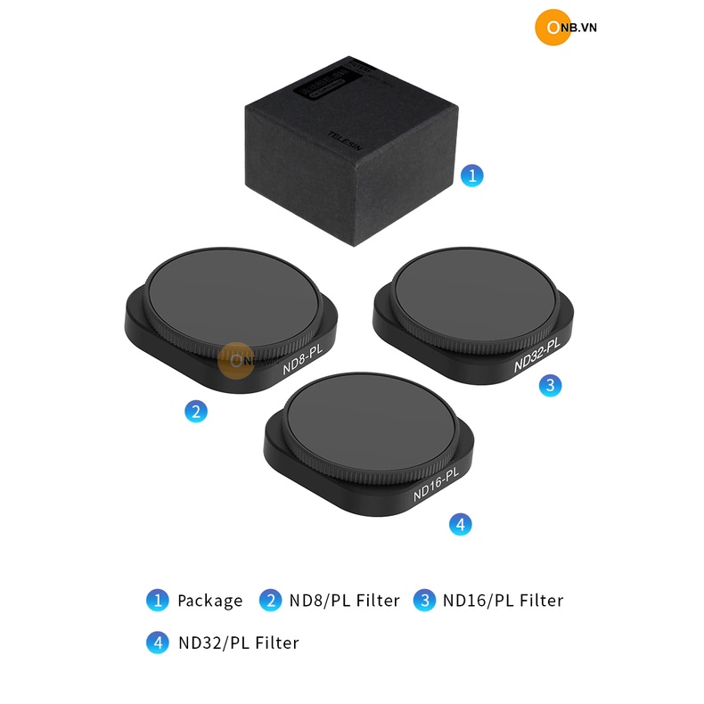 Telesin Bộ 3 dòng filter chất lượng Filter ND-PL 8 16 32 cho Gopro 10 Gopro 9