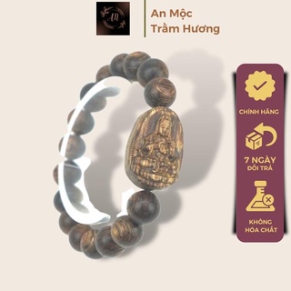 Vòng tay trầm hương sánh chìm mix mặt phật cao cấp