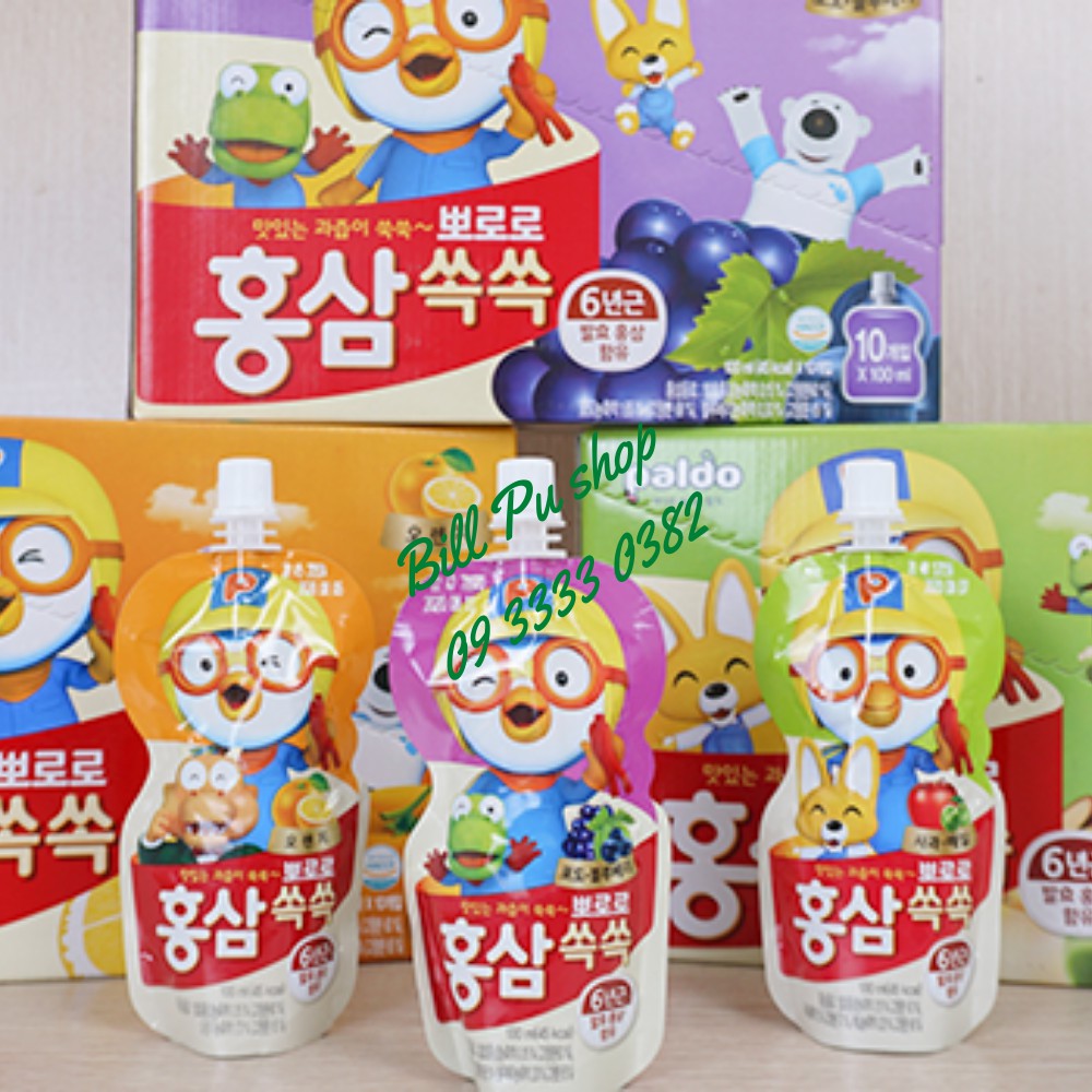 [Mã 267FMCGSALE giảm 8% đơn 500K] Nước Hồng Sâm Trái Cây PORORO HÀN QUỐC 100ml đủ vị cho bé | BigBuy360 - bigbuy360.vn