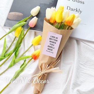 Hoa Tulip nhiều màu sắc 33cm trang trí xinh xắn, nhẹ nhàng, phụ kiện decor ( hoa giả - giá 1 cành)