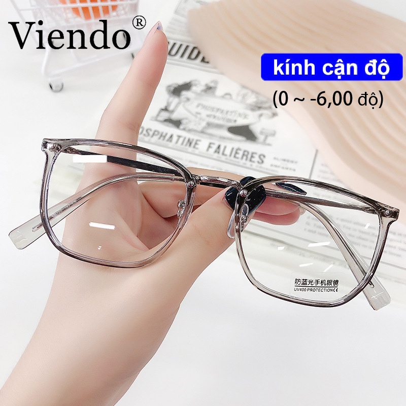 Mắt kính cận VIENDO gọng vuông chống ánh sáng xanh cho nam nữ (cắt độ cận theo yêu cầu)