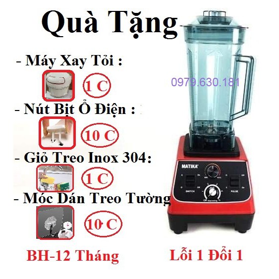 Máy Xay Công Nghiệp MATIKA 3152 [Chính Hãng - 1500W] [BH 12 Tháng] Xay đá, xay thịt, sinh tố