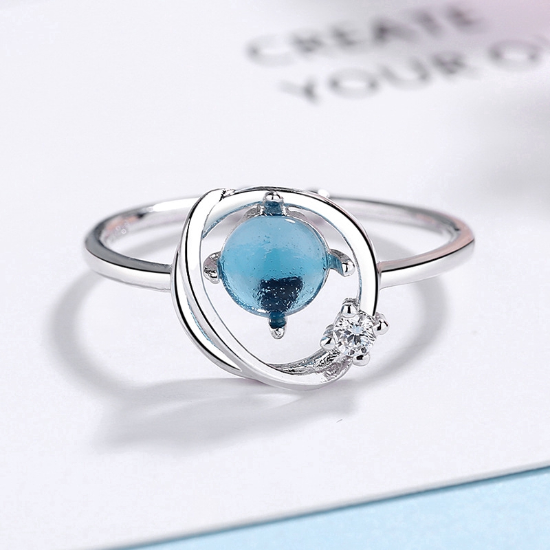 Exquisite Nhẫn đính đá sapphire kiểu hành tinh chỉnh được cho nữ