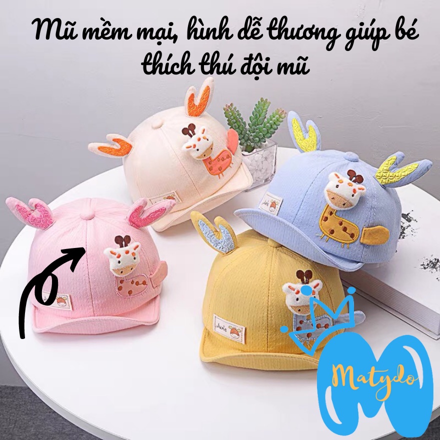 Mũ cho bé gái bé trai nón lưỡi trai hình hươu cao cổ đáng yêu phụ kiện trẻ em MU018