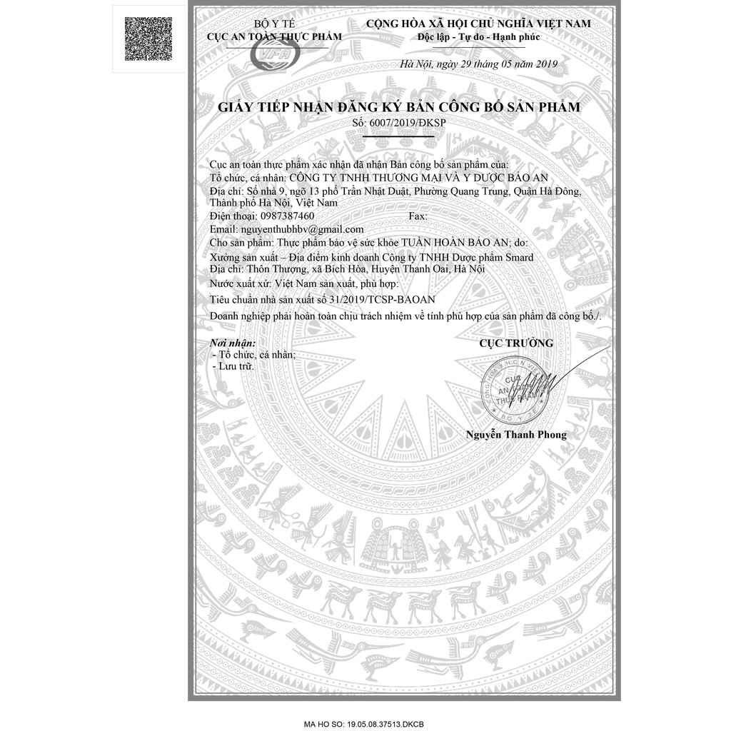 TUẦN HOÀN BẢO AN - Hỗ trợ tăng cường lưu thông máu, giảm đau đầu, hoa mắt, chóng mặt, đau mỏi vai gáy, tê bì chân tay