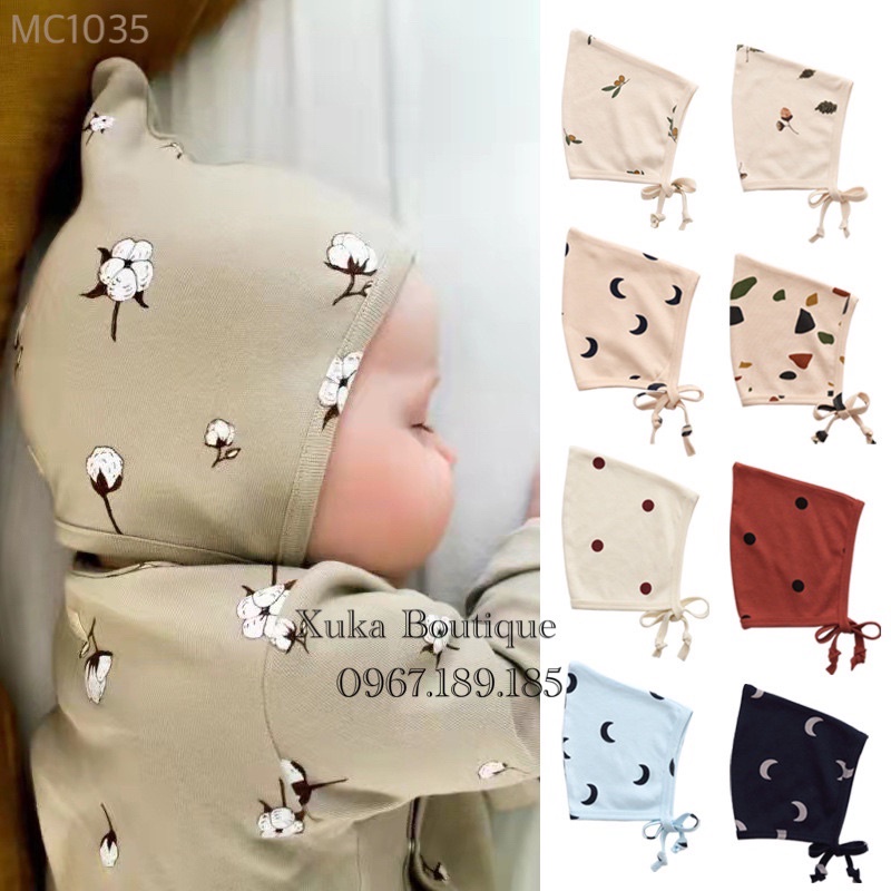 Mũ Sơ Sinh, Mũ Cotton Cho Bé 0-12 Tháng Style Hàn Quốc Thu Đông Hoạ Tiết Dễ Thương Cực Đẹp [Ảnh Thật]