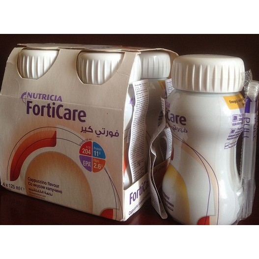 [Chính hãng] sữa Forticare Nutricia vị cam chanh và capuchino 1 lốc 4 chai 125ml
