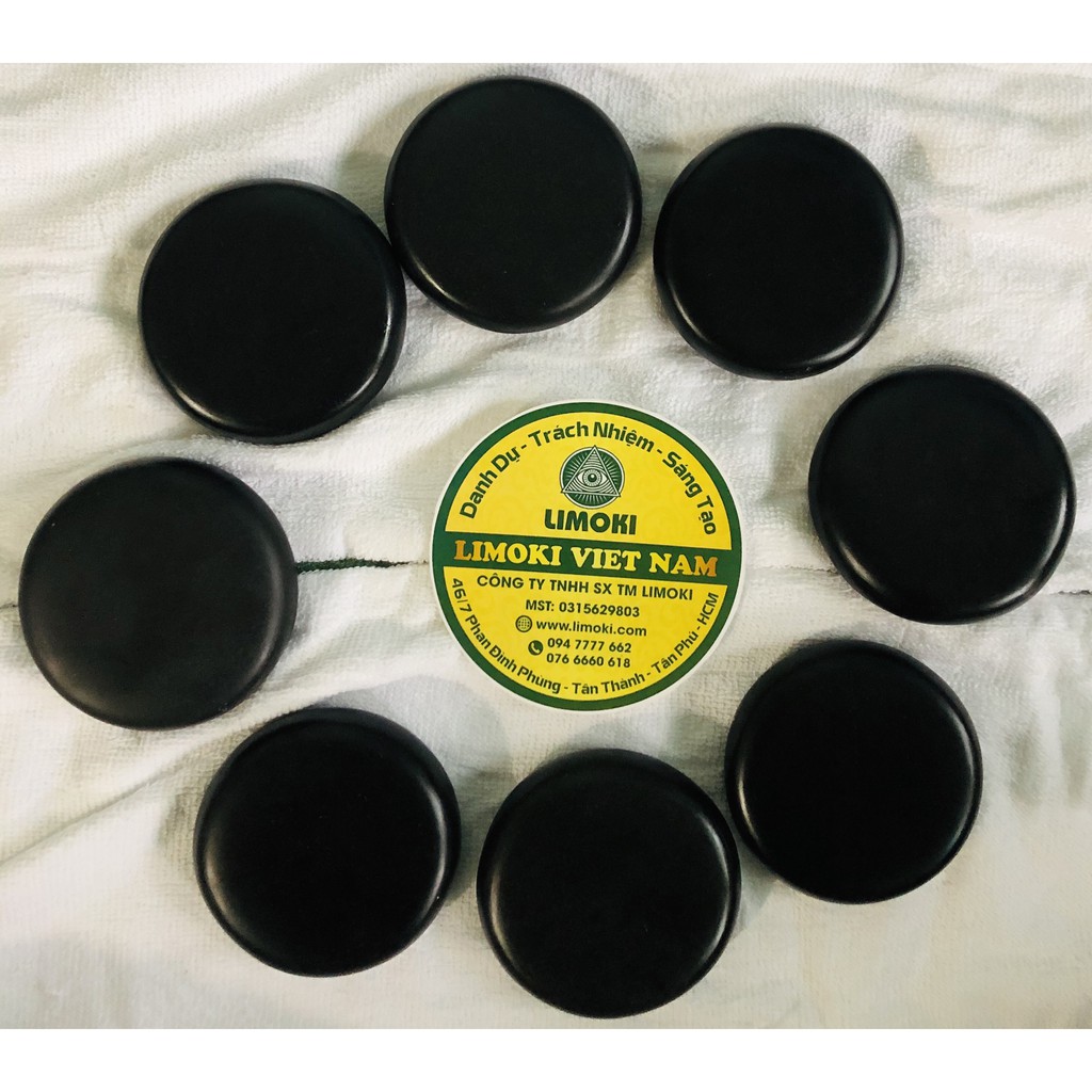 Bộ 8 Viên Đá Bazan Nóng Massage Tròn Trung 8x8x1.8cm