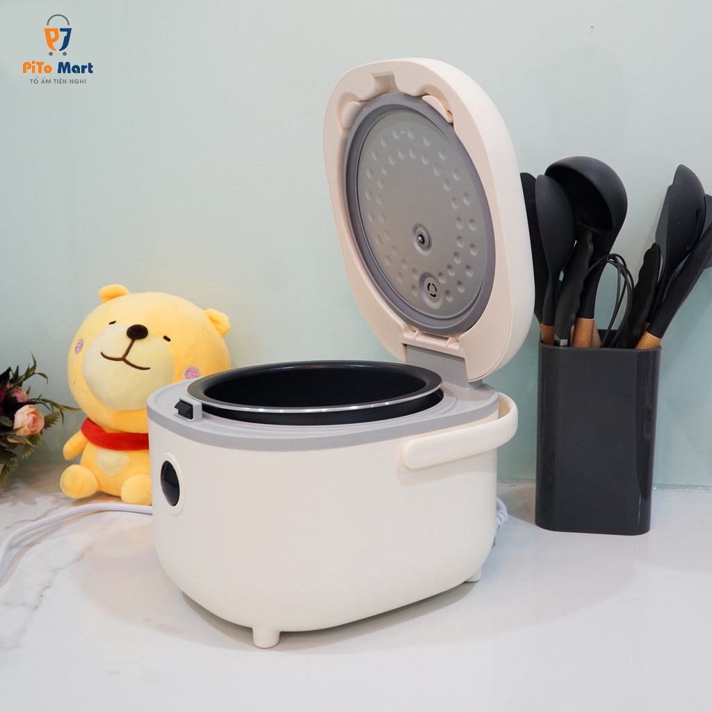 Nồi cơm điện mini đa năng BEAR SUBE015 2L nấu nhanh, nấu chậm (Nồi cơm điện tử nấu cơm, cháo, hầm, hấp, luộc ngon)