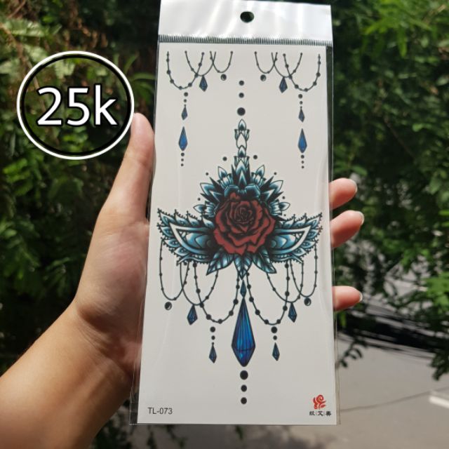 Hình xăm ngực body hoa hồng đỏ size vừa tl073. Boss tatoo - xăm dán tạm thời