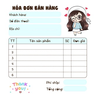 BILL HÓA ĐƠN BÁN HÀNG MINI ( 43 mẫu - part 2)