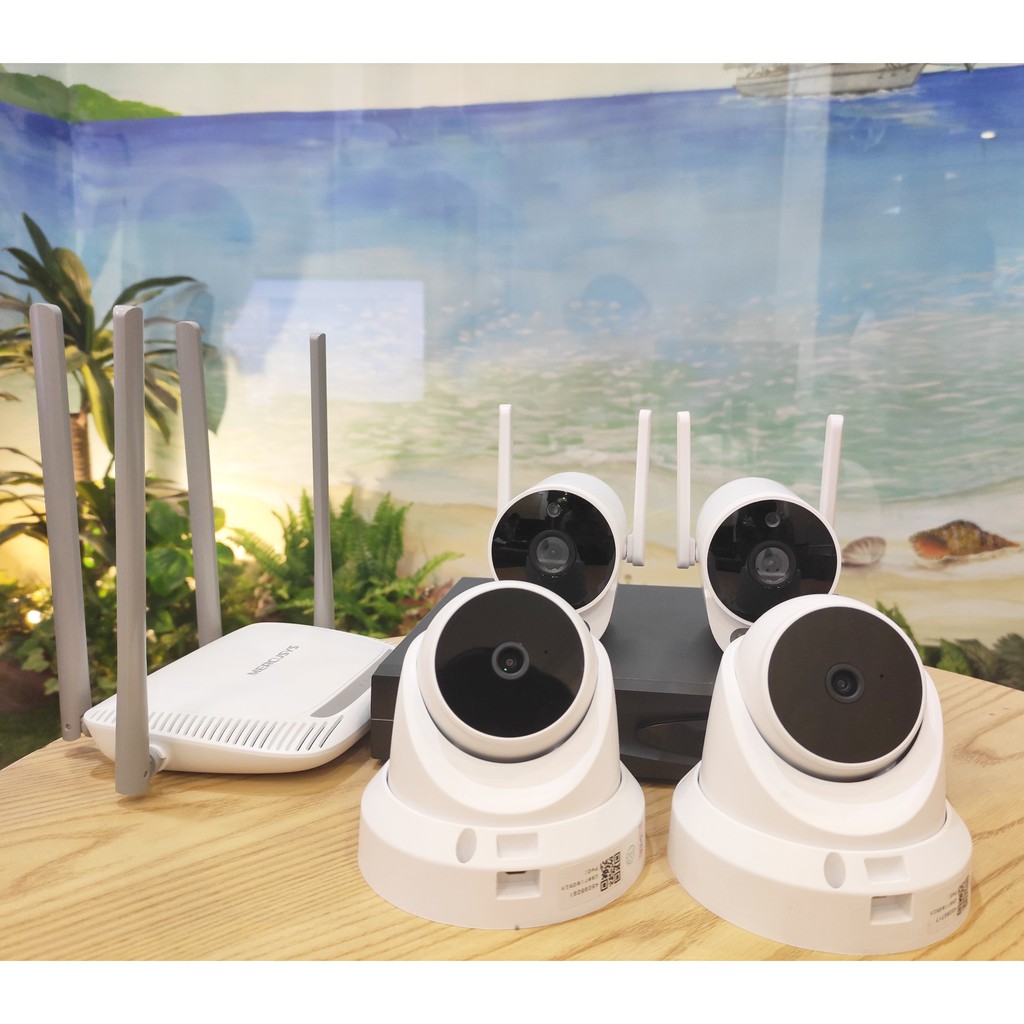 Bộ camera wifi 4 mắt Acesee 2.0, bộ camera wifi kit, NVR kit tặng cục phát wifi