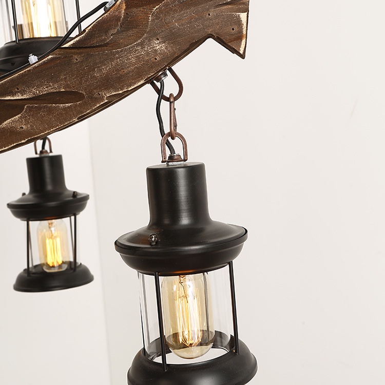 Đèn chùm gỗ thả trần hình mỏ neo tàu thủy phong cách Retro cổ điển trang trí nhà hàng resort,phòng ăn, quầy bar