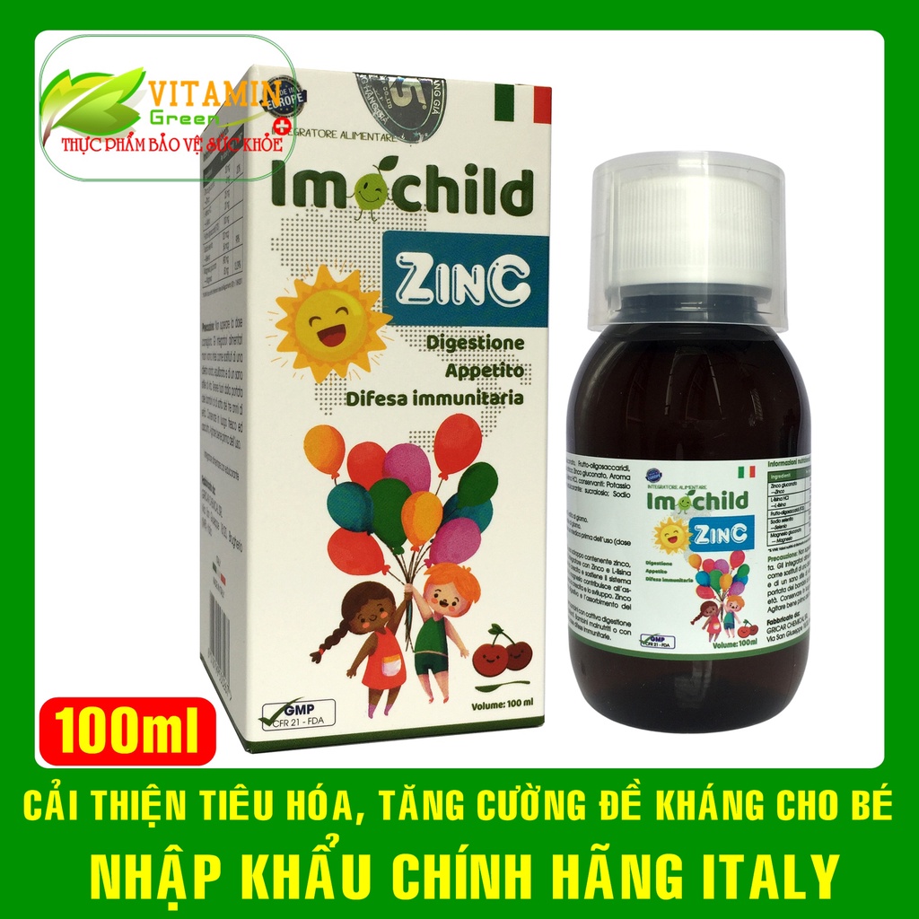 Bổ sung kẽm lysin vitamin cho bé Imochild ZinC giúp bé ăn ngon tăng sức đề kháng | Nhập khẩu chính hãng Italy