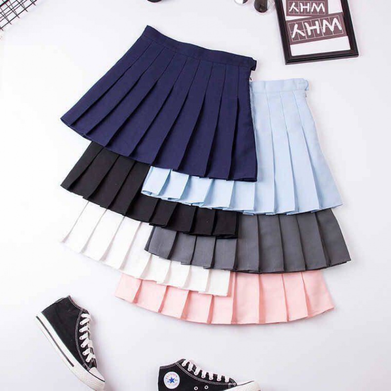 2021New Preppy Style Short Skirt for Women Korean StyleaWord Skirt Spring and Summer Skirt Tartan Skirt High Waist Slimming Pleated Skirt Women's Skirts