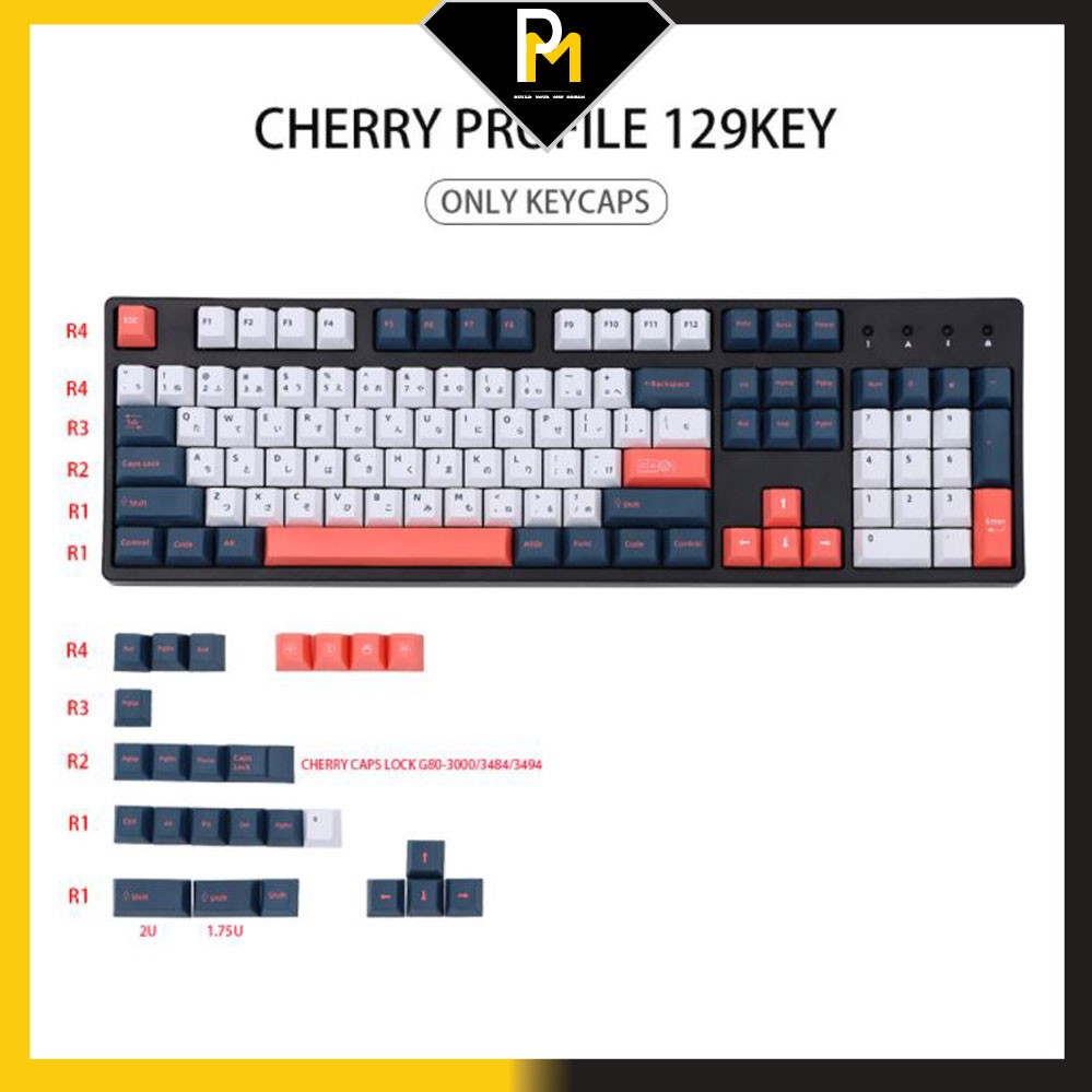 Keycap PBT Beto song ngữ in 5 mặt sublimation cao cấp 129 phím của PCmaster