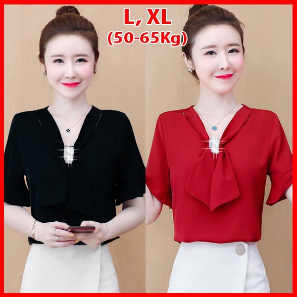 GIÁ SỐC - THỜI TRANG CÔNG SỞ - ÁO SƠ MI NỮ DÁNG RỘNG KIỂU ÁO SƠ MI CỔ BẺ CỘT EO 3A10 3A04 3A03