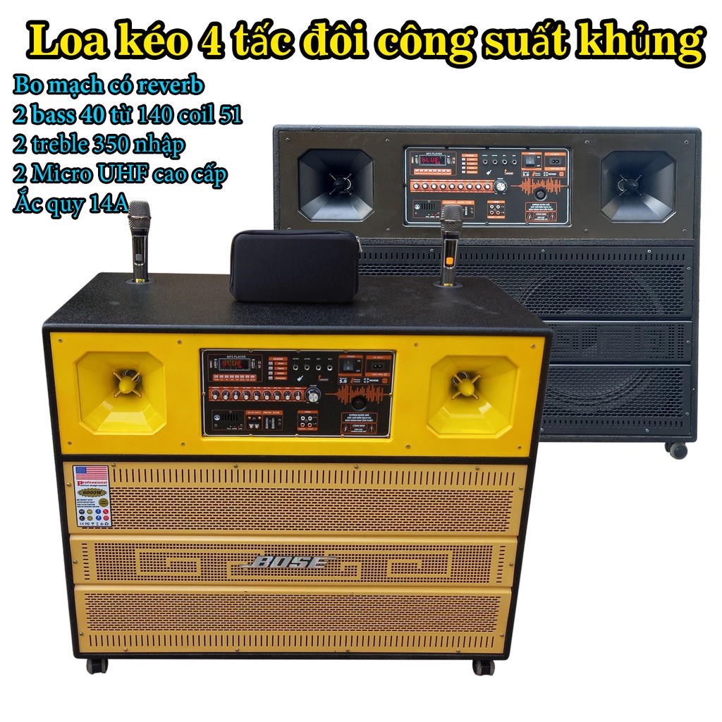 Loa kéo 4 tấc đôi nằm ngang  công suất cực mạnh