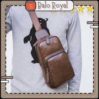 Túi đeo chéo nam & nữ da ⚡DA Trơn⚡Túi bao tử chéo thời trang cao cấp | royal