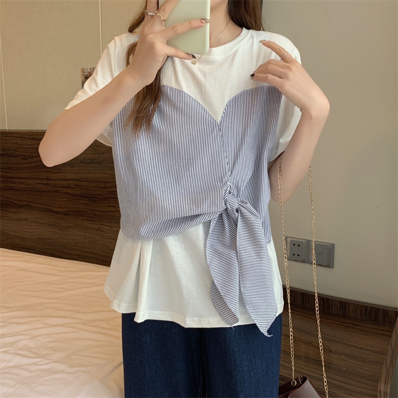 SUXI Áo Sơ Mi Tay Ngắn Dáng Rộng Thiết Kế Thắt Nơ Thời Trang Mùa Hè Mới Cho Nữ