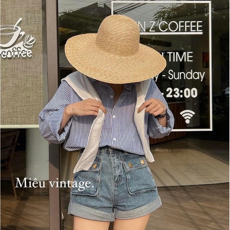 SƠ MI NỮ KẺ SỌC dài tay phom bassic Mao Mao Boutique