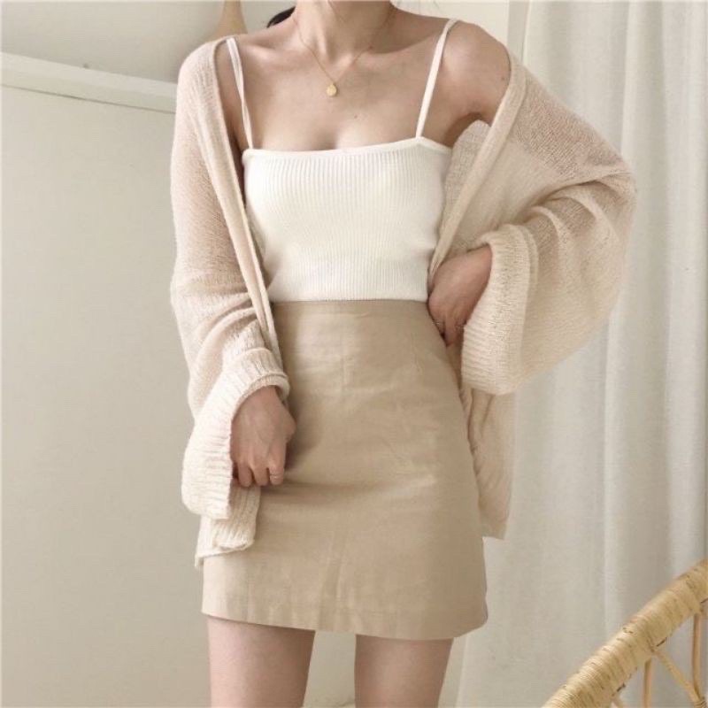 Áo khoác len mỏng Cardigan dệt kim đi biển FmStyle SaiGon 20KLU10G11301 - Hàng nhập khẩu