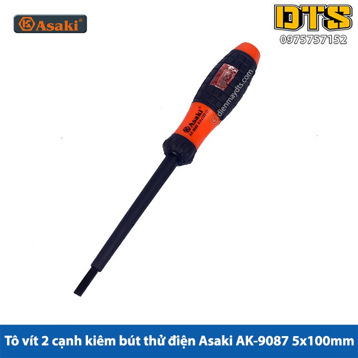 Tô vít 2 cạnh kiêm bút thử điện Asaki AK-9087 5x100mm