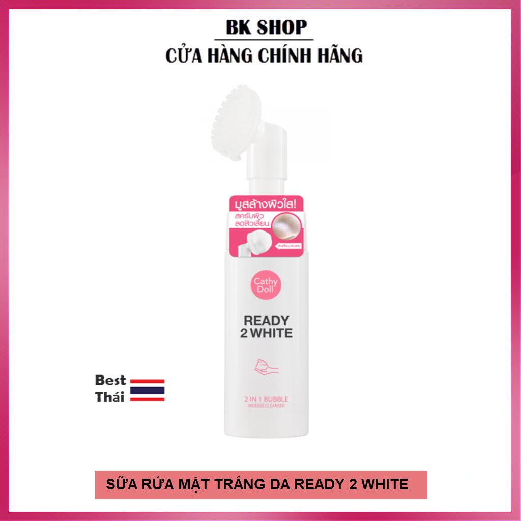 (Auth Thái) Sữa Rửa Mặt Trắng Da Đầu Cọ Silicon 2 trong 1 Ready 2 White Cathy Doll