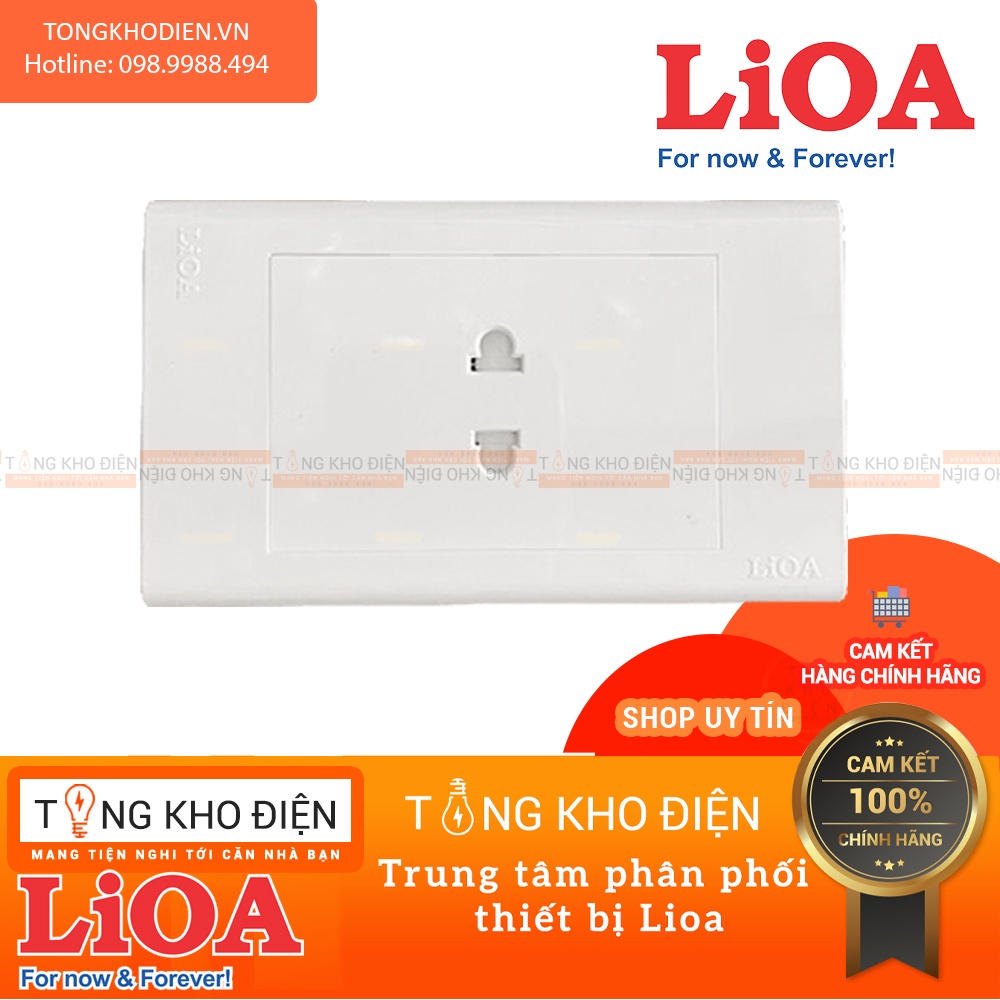 Mặt 1 ổ cắm LiOA [CHÍNH HÃNG], Nhựa TRẮNG - Tiếp điểm ĐỒNG