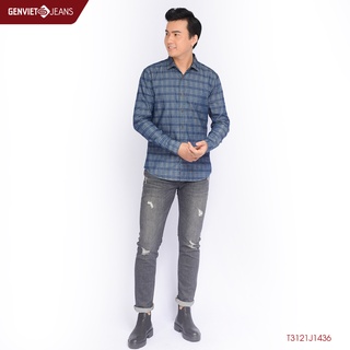 Áo Sơmi Nam Dài Tay Jean caro GENVIET T3121M1510