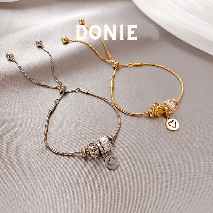 Vòng Tay Nữ, Lắc Tay Nữ Hạt Charm Trái Tim Dây Rút Dễ Điều Chỉnh Độ Rộng. | BigBuy360 - bigbuy360.vn