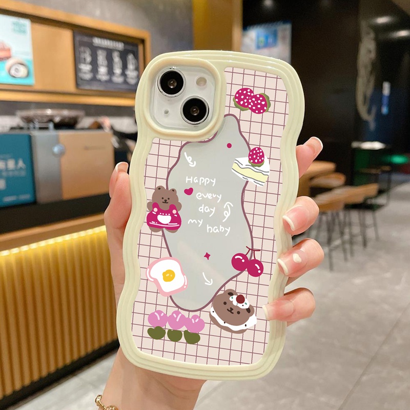 Suntaiho Ốp lưng iphone Thoại in gấu thỏ bánh kem trong suốt thích hợp cho iPhone 11 Pro 13 12 Pro Max X XS Max XR 7 8 Plus