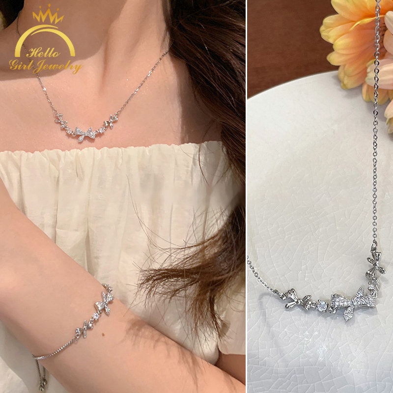 Vòng cổ mặt hình bướm đính đá zircon sang trọng dành cho nữ