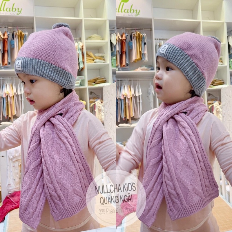 set khăn mũ len Lullaby mềm mịn k bai xù, k xổ lông an toàn cho bé