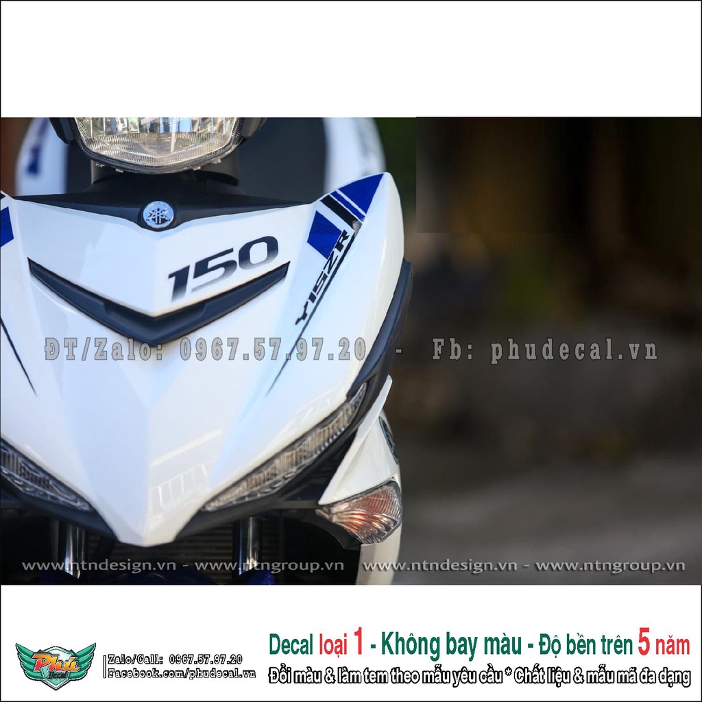 Tem rời exciter 150 trắng xanh y15zr (2)