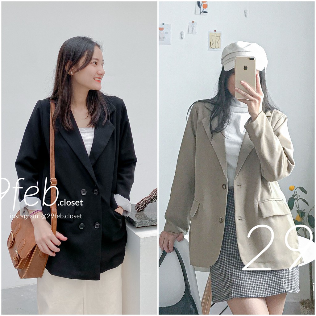 Áo blazer trơn 2 lớp 4 khuy (Ảnh thật)