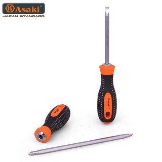 Tô vít 2 đầu cán cao su chống trượt 6x150mm asaki ak-7002
